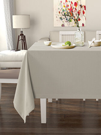 Pastel Açık Gri Masa Örtüsü Kadife Dokulu Leke Tutmaz