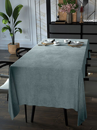 Yakamoz Açık Gri Kadife Dokulu Masa Örtüsü  Dertsiz Velvet Touch Serisi 