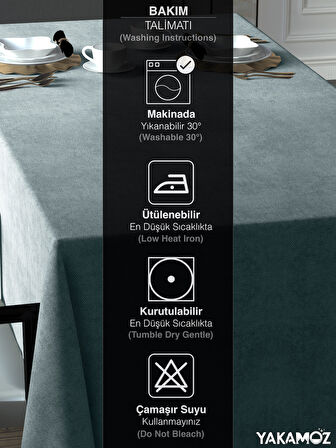 Yakamoz Açık Gri Kadife Dokulu Masa Örtüsü  Dertsiz Velvet Touch Serisi 