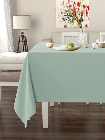 Pastel Sis Mavisi Rengi Masa Örtüsü Kadife Dokulu Leke Tutmaz