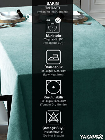 Yakamoz Nil Yeşili Kadife Dokulu Masa Örtüsü  Dertsiz Velvet Touch Serisi 