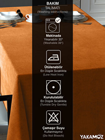 Yakamoz Portakal Rengi Kadife Dokulu Masa Örtüsü  Dertsiz Velvet Touch Serisi 