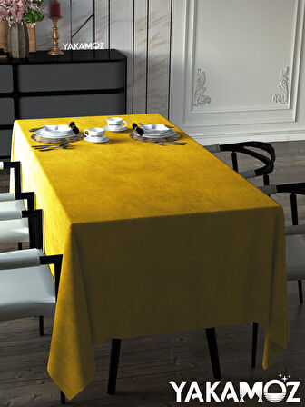 Yakamoz Balpeteği Sarısı Kadife Dokulu Masa Örtüsü  Dertsiz Velvet Touch Serisi 
