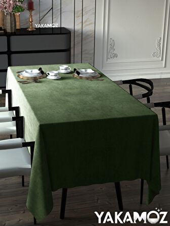 Yakamoz Çağla Yeşili Kadife Dokulu Masa Örtüsü  Dertsiz Velvet Touch Serisi 