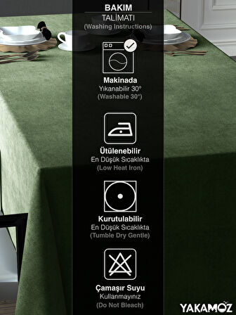 Yakamoz Çağla Yeşili Kadife Dokulu Masa Örtüsü  Dertsiz Velvet Touch Serisi 