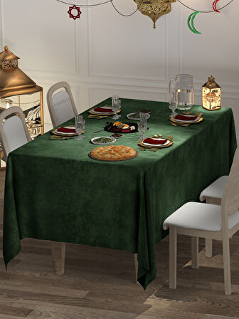 FAVOLLİ Kadife Dokulu Zeytin Yaprağı Masa Örtüsü
