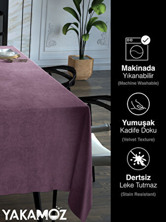 Yakamoz Lavanta Pembesi Kadife Dokulu Masa Örtüsü  Dertsiz Velvet Touch Serisi 