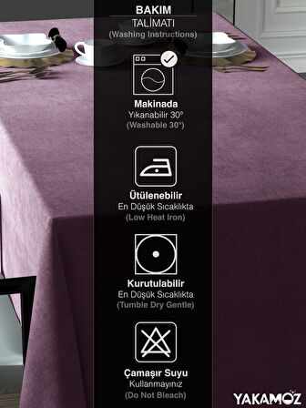 Yakamoz Lavanta Pembesi Kadife Dokulu Masa Örtüsü  Dertsiz Velvet Touch Serisi 