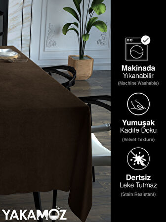 Yakamoz Çikola Kahvesi Kadife Dokulu Masa Örtüsü  Dertsiz Velvet Touch Serisi 