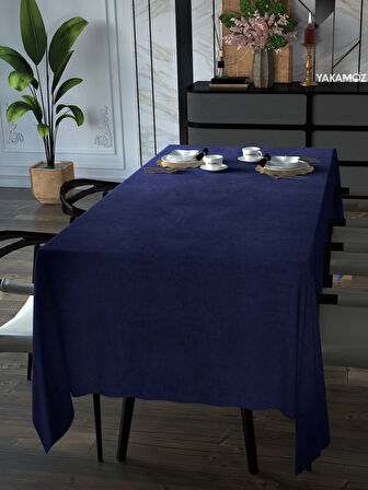 Yakamoz Gece Mavisi Kadife Dokulu Masa Örtüsü  Dertsiz Velvet Touch Serisi 