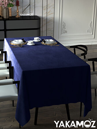 Yakamoz Gece Mavisi Kadife Dokulu Masa Örtüsü  Dertsiz Velvet Touch Serisi 