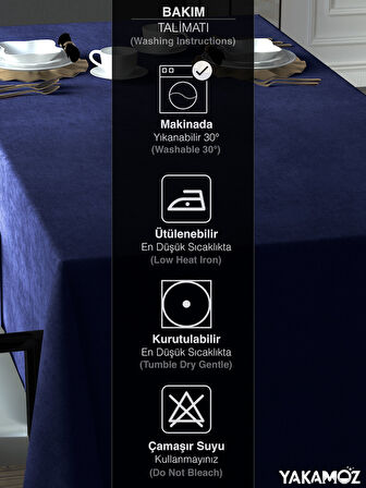 Yakamoz Gece Mavisi Kadife Dokulu Masa Örtüsü  Dertsiz Velvet Touch Serisi 