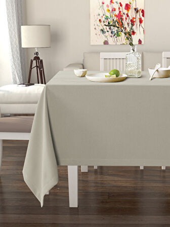 Pastel Keten Renk Masa Örtüsü Kadife Dokulu Leke Tutmaz