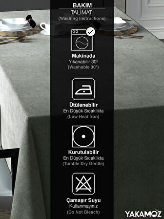 Yakamoz Taş Rengi Kadife Dokulu Masa Örtüsü  Dertsiz Velvet Touch Serisi 
