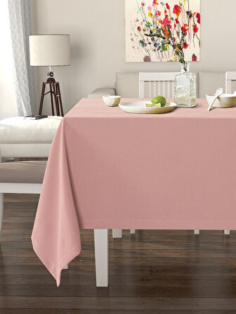 Pastel Türk Gülü Rengi Masa Örtüsü Kadife Dokulu Leke Tutmaz