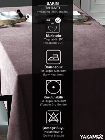 Yakamoz Tatlı Pembe Rengi Kadife Dokulu Masa Örtüsü  Dertsiz Velvet Touch Serisi 