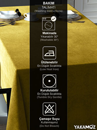 Yakamoz Güneş Sarısı Kadife Dokulu Masa Örtüsü  Dertsiz Velvet Touch Serisi 