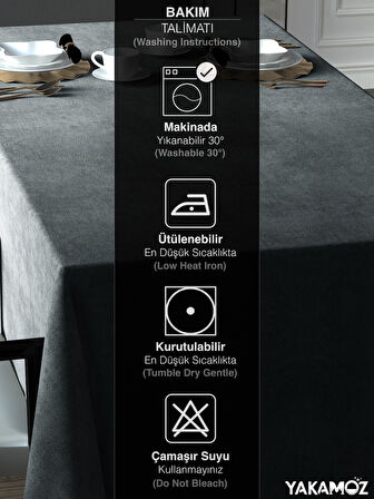Yakamoz Gümüş Grisi Kadife Dokulu Masa Örtüsü  Dertsiz Velvet Touch Serisi 