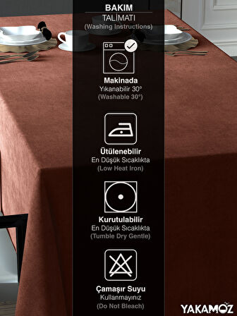 Yakamoz Kiremit Rengi Kadife Dokulu Masa Örtüsü  Dertsiz Velvet Touch Serisi 