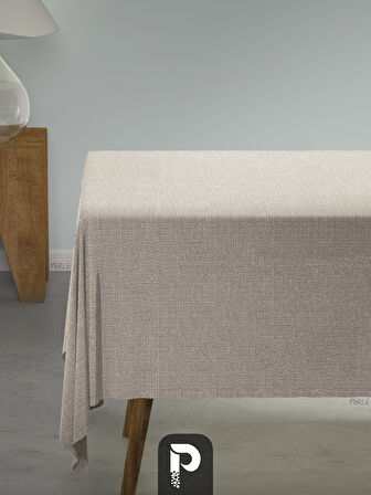 PERLE Taş Rengi Keten Dokulu Masa Örtüsü