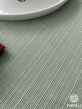 FAVOLLİ Keten Dokulu Mint Rengi Masa Örtüsü Dertsiz