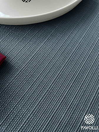 FAVOLLİ Keten Dokulu Gece Mavisi Masa Örtüsü Dertsiz