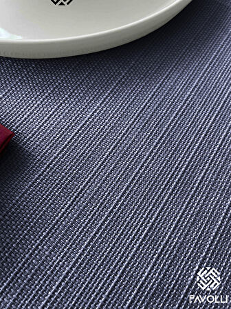 FAVOLLİ Keten Dokulu İndigo Masa Örtüsü Dertsiz