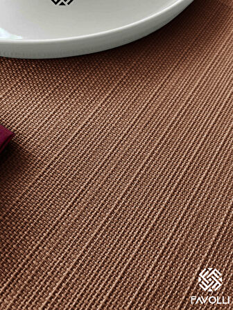 FAVOLLİ Keten Dokulu Açık Kahverengi Masa Örtüsü Dertsiz
