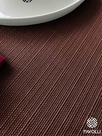 FAVOLLİ Keten Dokulu Kahverengi Masa Örtüsü Dertsiz
