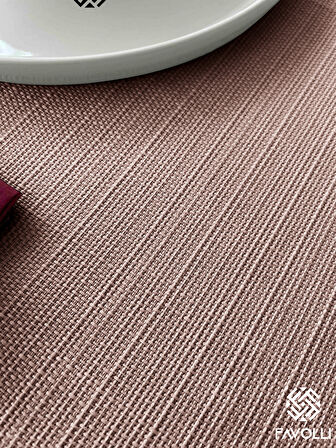 FAVOLLİ Keten Dokulu Soft Pembe Masa Örtüsü Dertsiz