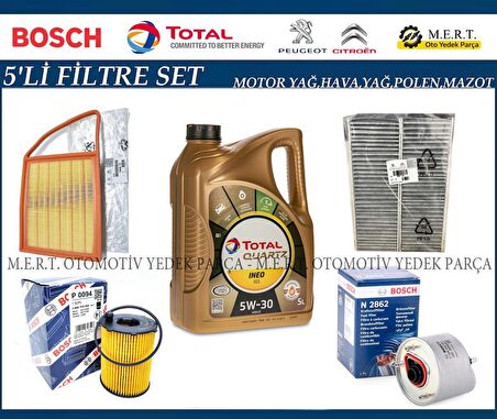 Citroen Berlingo 1.6 Hdi Euro 5 Filtre Bakım Seti + Motor Yağı