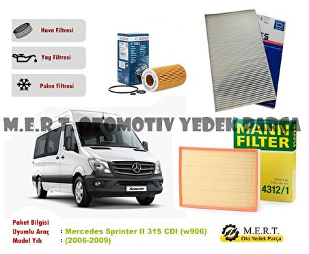 Mercedes Sprinter 315 Cdı W906 Filtre Bakım Seti (2006-2009)
