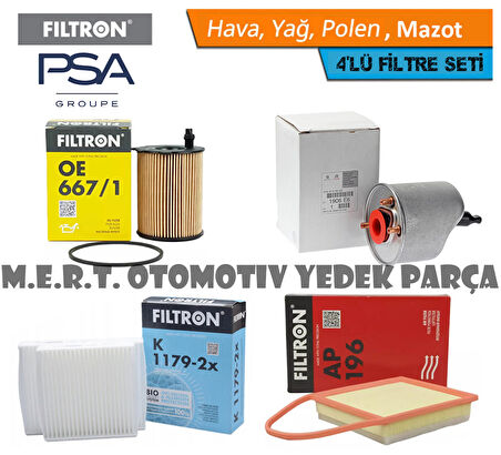 Citroen C4 Cactus 1.6 e-HDi FİLTRON Filtre Bakım Seti 2014-2018