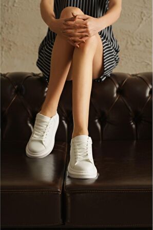 Kadın Bloom Bağcıklı Spor Ayakkabı - Beyaz