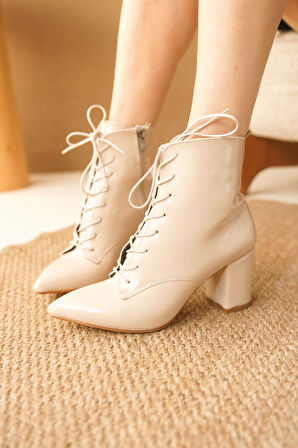 Kadın Candy Topuklu Bağcıklı Bot - Ten-Rugan