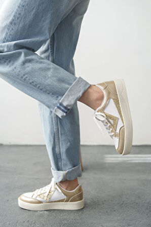 Kadın Mambo Spor Ayakkabı - Beyaz-Altın