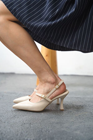 Kadın Despero Tokalı Topuklu Ayakkabı  - Ten Deri