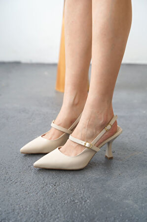 Kadın Despero Tokalı Topuklu Ayakkabı  - Ten Deri