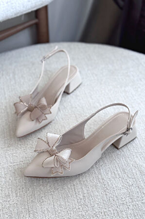 Kadın Howen Kısa Topuklu Ayakkabı - Ten Deri