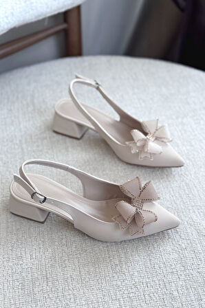 Kadın Howen Kısa Topuklu Ayakkabı - Ten Deri