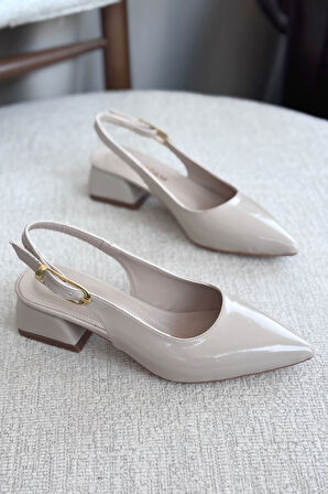 Kadın Mely Tokalı Kısa Topuklu Ayakkabı - Ten-Rugan