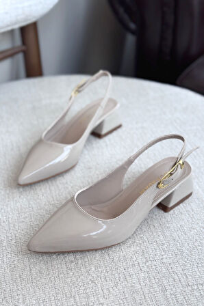 Kadın Mely Tokalı Kısa Topuklu Ayakkabı - Ten-Rugan