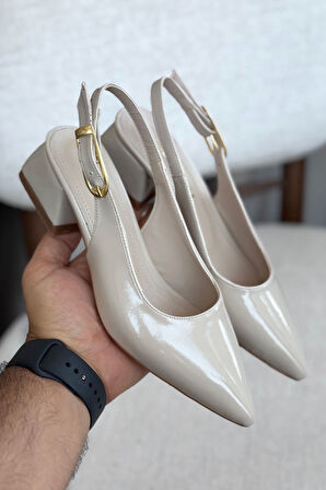 Kadın Mely Tokalı Kısa Topuklu Ayakkabı - Ten-Rugan