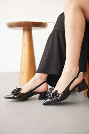 Kadın Howen Kısa Topuklu Ayakkabı - siyah-rugan