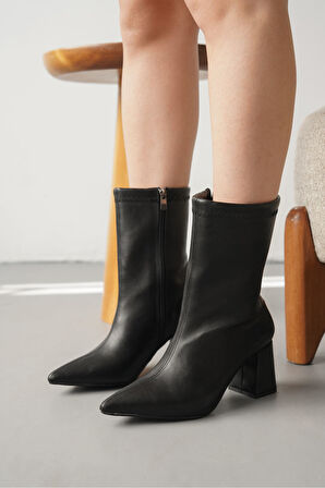 Kadın Joster Topuklu Bot - siyah-deri