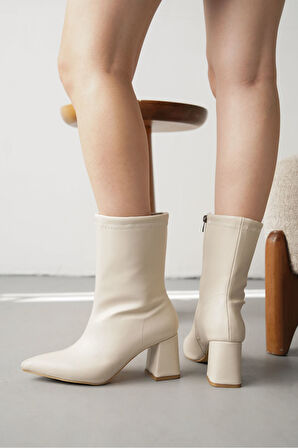 Kadın Joster Topuklu Bot - Ten Deri