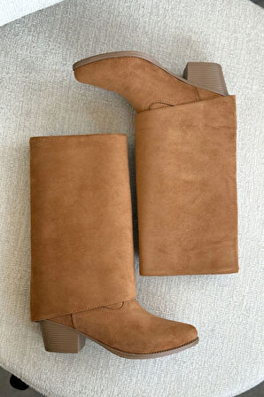 Kadın Vien Kovboy Çizme - Taba Süet