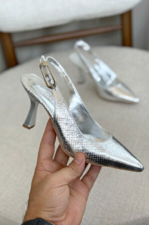 Kadın Ovis Sivri Topuklu Ayakkabı - Gümüş