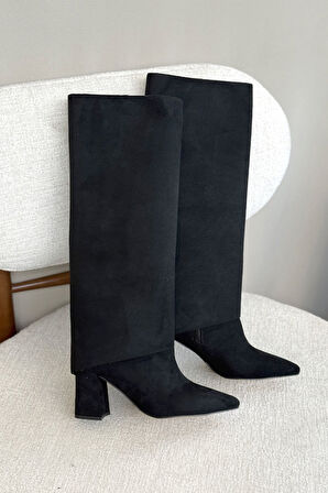 Kadın Wanda Tak Çıkar Çizme - Siyah Süet