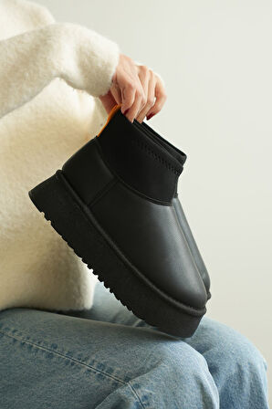 Kadın Royal Streç Kısa Bot - siyah-deri